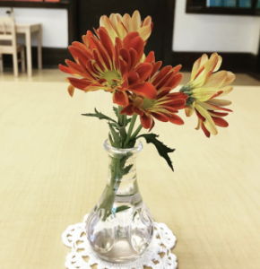 Flowers in vase at Montessori Garden